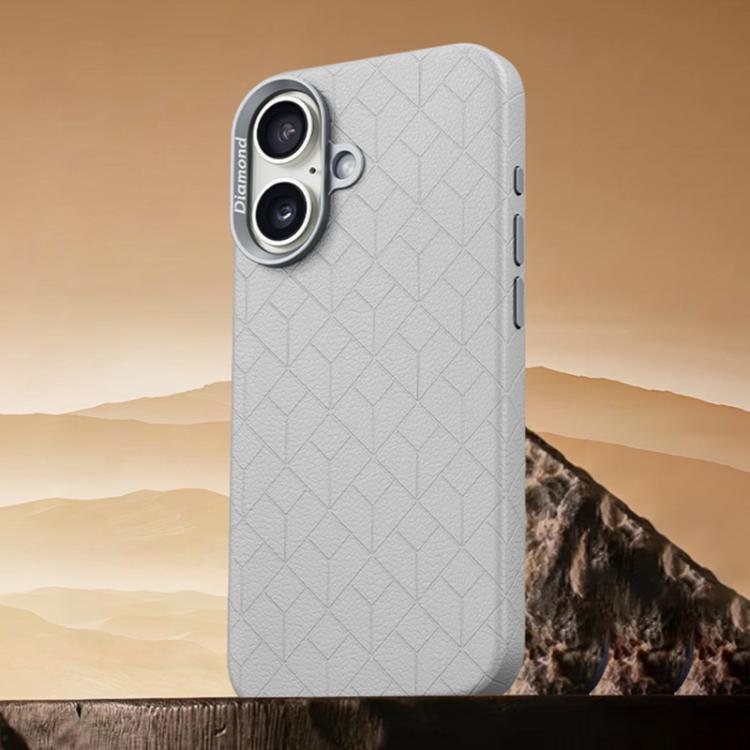 For iPhone 16 Rubik Cube Series Embossed Grid Pattern Magnetic Phone Case(Titanium Gray)