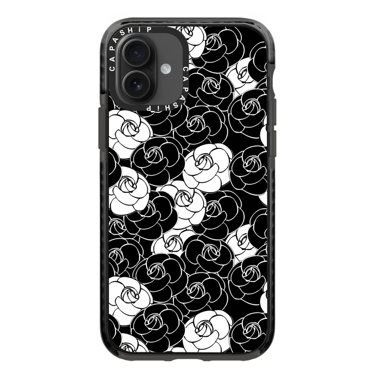 For iPhone 16 Simple Illustration Pattern Full Coverage Phone Case(Camellia A)
