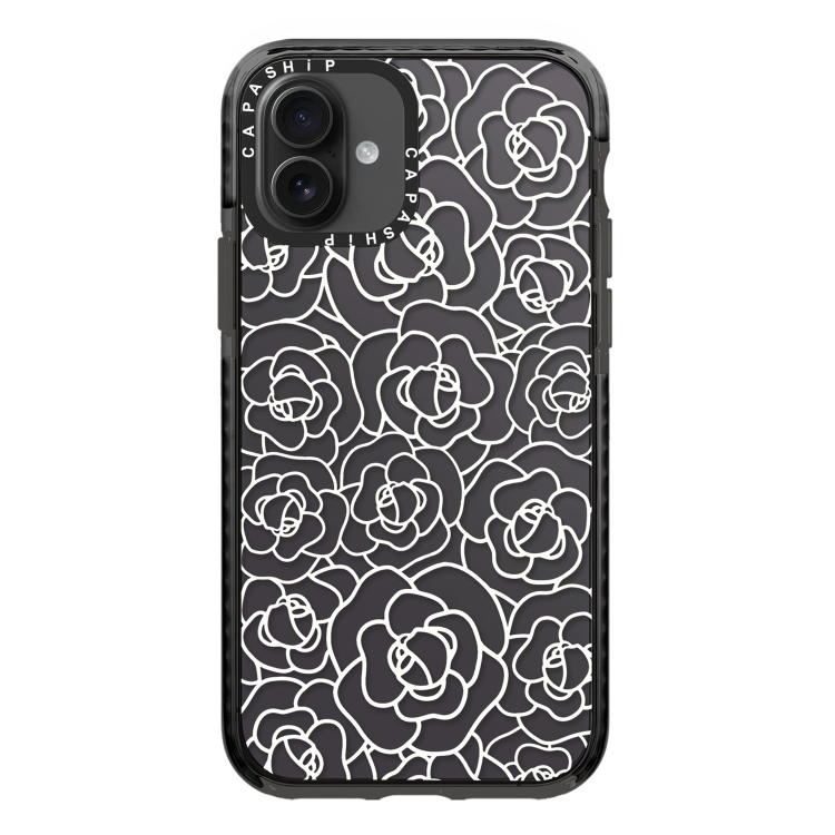 For iPhone 16 Simple Illustration Pattern Full Coverage Phone Case(Camellia B)