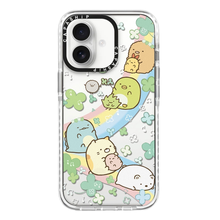 For iPhone 16 Simple Illustration Pattern Full Coverage Phone Case(Corner Creature B)