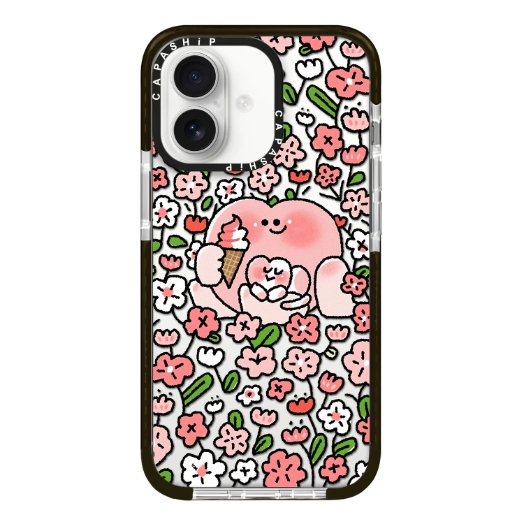 For iPhone 16 Simple Illustration Pattern Full Coverage Phone Case(Cute Little Heart C)