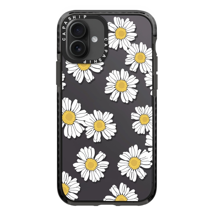 For iPhone 16 Simple Illustration Pattern Full Coverage Phone Case(Daisy)