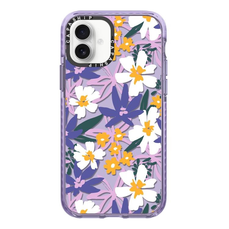 For iPhone 16 Simple Illustration Pattern Full Coverage Phone Case(Fresh Flower A)