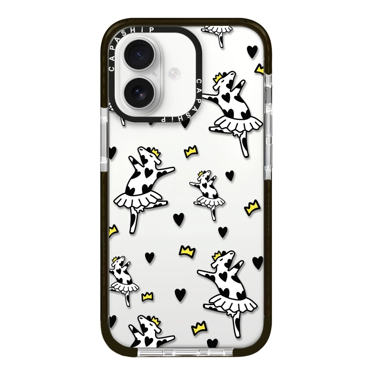 For iPhone 16 Simple Illustration Pattern Full Coverage Phone Case(Funny Cow B)