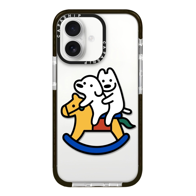 For iPhone 16 Simple Illustration Pattern Full Coverage Phone Case(Puppy C)