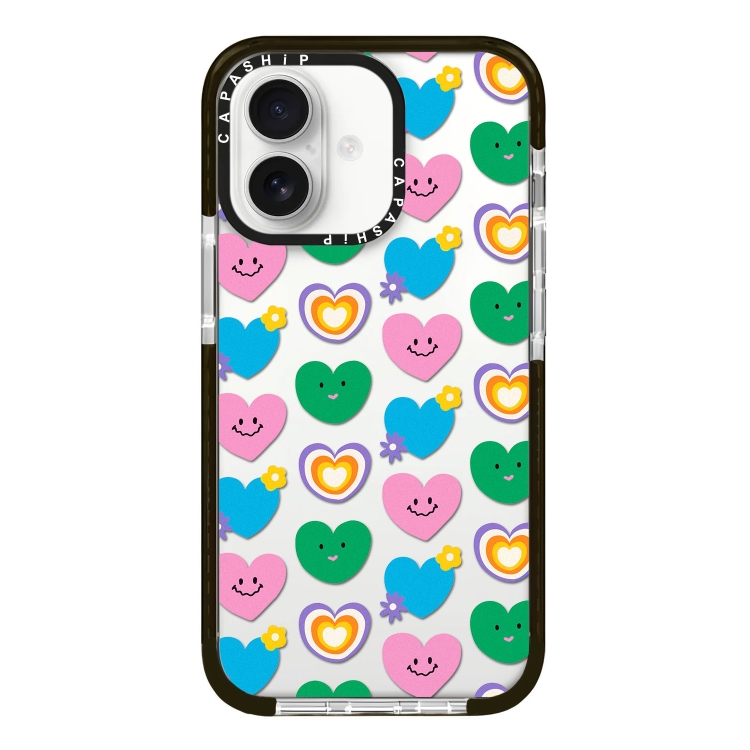 For iPhone 16 Simple Illustration Pattern Full Coverage Phone Case(Smile Flower B)