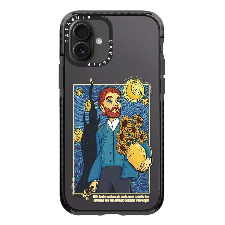For iPhone 16 Simple Illustration Pattern Full Coverage Phone Case(Starry Sky A)