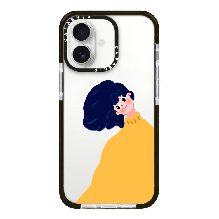 For iPhone 16 Simple Illustration Pattern Full Coverage Phone Case(Sweater Couple B)