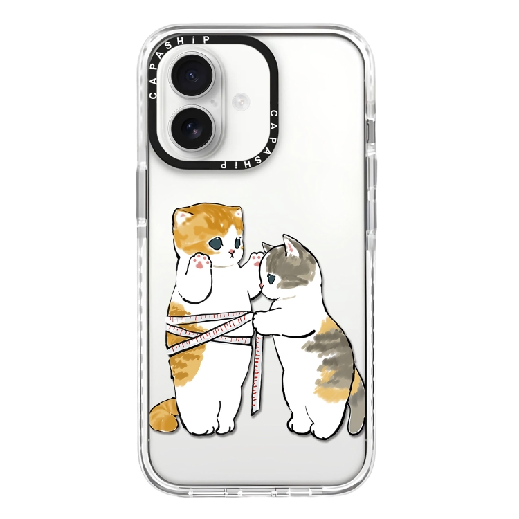 For iPhone 16 Simple Illustration Pattern Full Coverage Phone Case(Weight Loss Cat B)