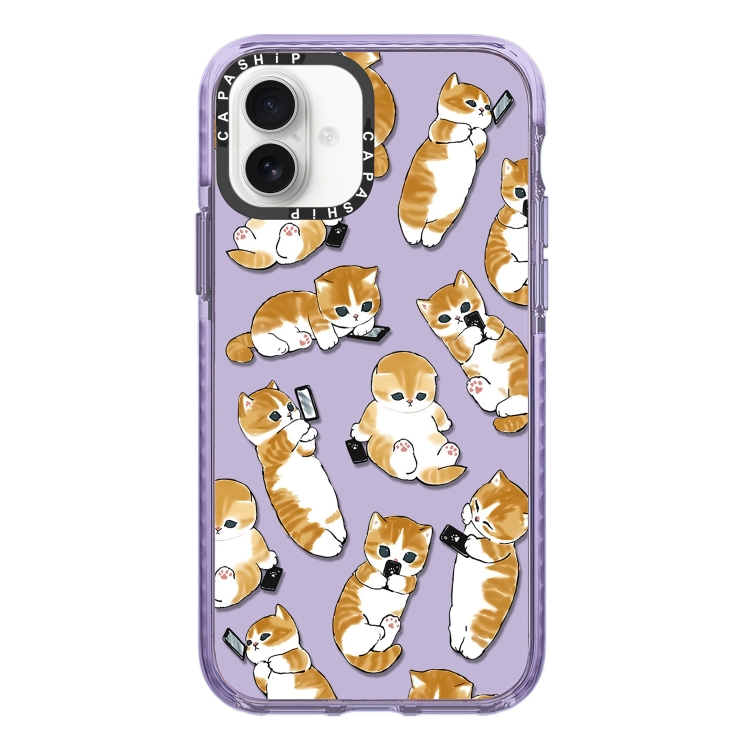 For iPhone 16 Simple Illustration Pattern Full Coverage Phone Case(Weight Loss Cat C)
