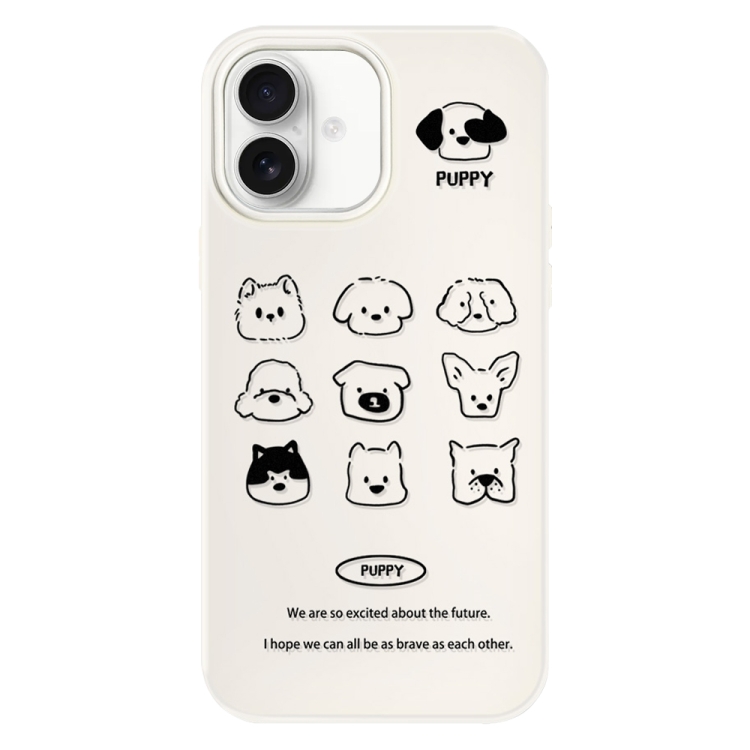 For iPhone 16 Skin Feeling Jelly TPU Hybrid PC Phone Case(Animal Nine Grid White)