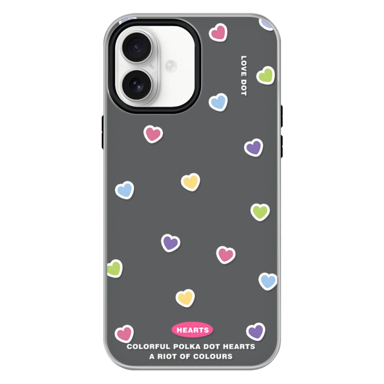 For iPhone 16 Skin Feeling Jelly TPU Hybrid PC Phone Case(Color Love Black)