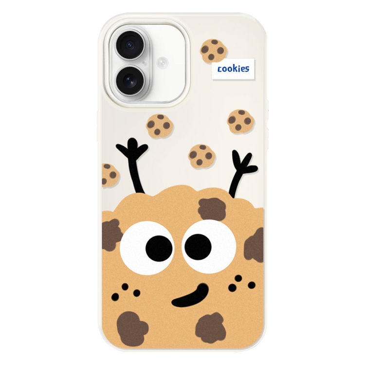 For iPhone 16 Skin Feeling Jelly TPU Hybrid PC Phone Case(Cookie White)