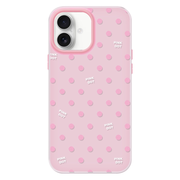 For iPhone 16 Skin Feeling Jelly TPU Hybrid PC Phone Case(Polka Dot Pink)