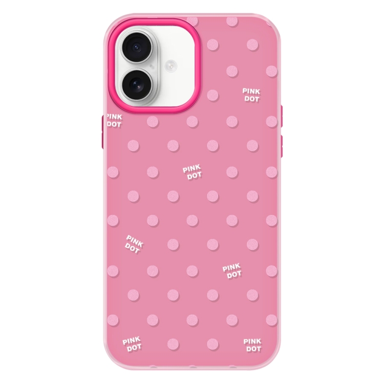For iPhone 16 Skin Feeling Jelly TPU Hybrid PC Phone Case(Polka Dot Rose Red)