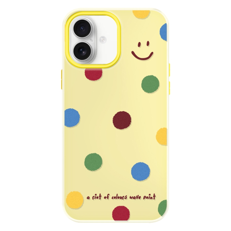 For iPhone 16 Skin Feeling Jelly TPU Hybrid PC Phone Case(Polka Dots Smile Yellow)