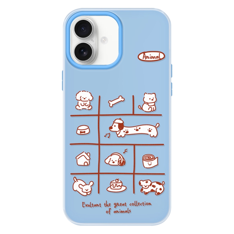 For iPhone 16 Skin Feeling Jelly TPU Hybrid PC Phone Case(Red Line Dog Blue)
