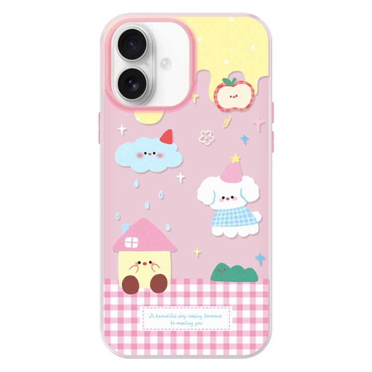 For iPhone 16 Skin Feeling Jelly TPU Hybrid PC Phone Case(Weather Pink)