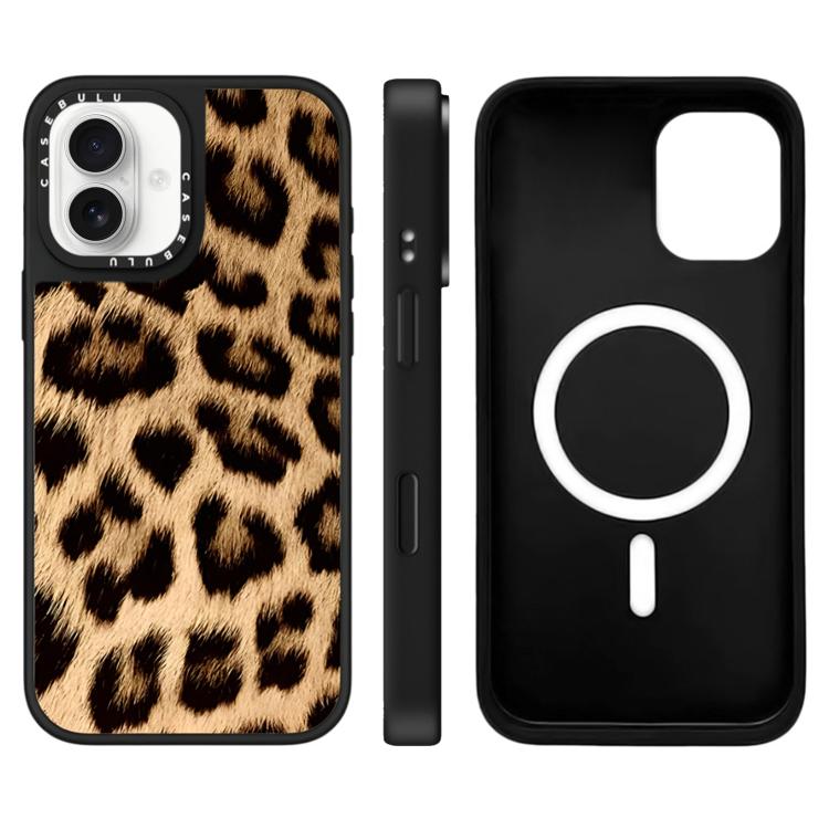 For iPhone 16 Stars Leopard Series Pattern Mirror Magnetic Phone Case(Classic Leopard)