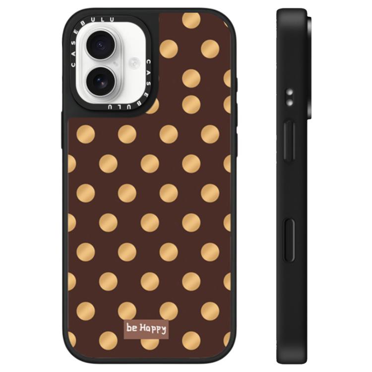 For iPhone 16 Stars Leopard Series Pattern Mirror Phone Case(Brown Dots)