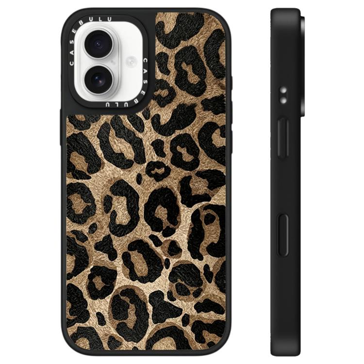 For iPhone 16 Stars Leopard Series Pattern Mirror Phone Case(Brown Leopard)