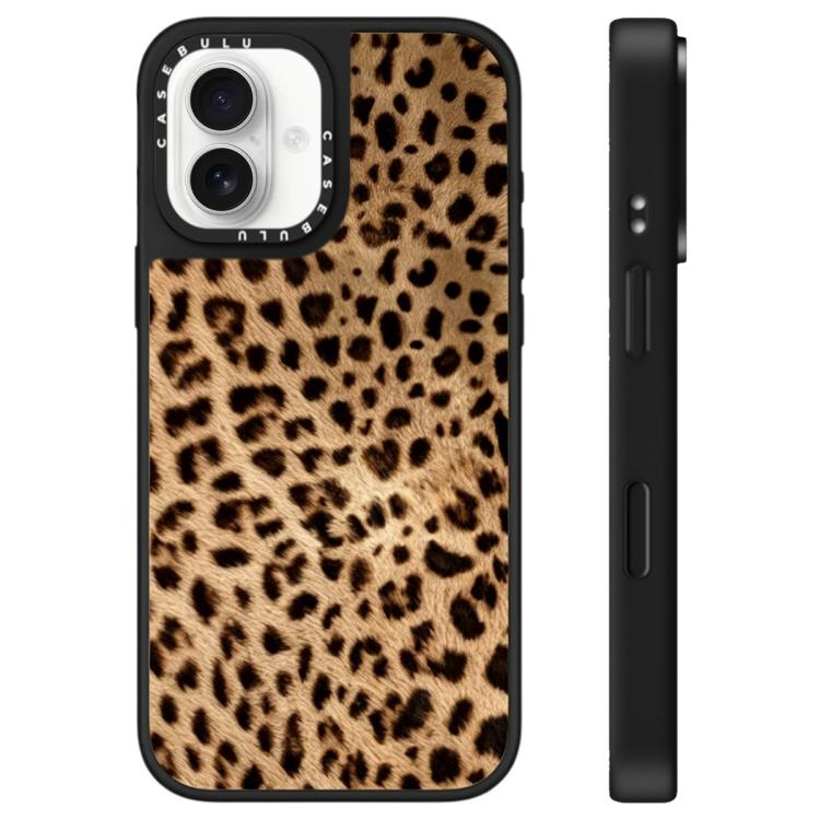 For iPhone 16 Stars Leopard Series Pattern Mirror Phone Case(Brown Panthera Onca)