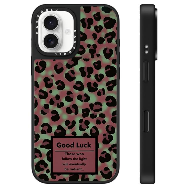 For iPhone 16 Stars Leopard Series Pattern Mirror Phone Case(Green Leopard)