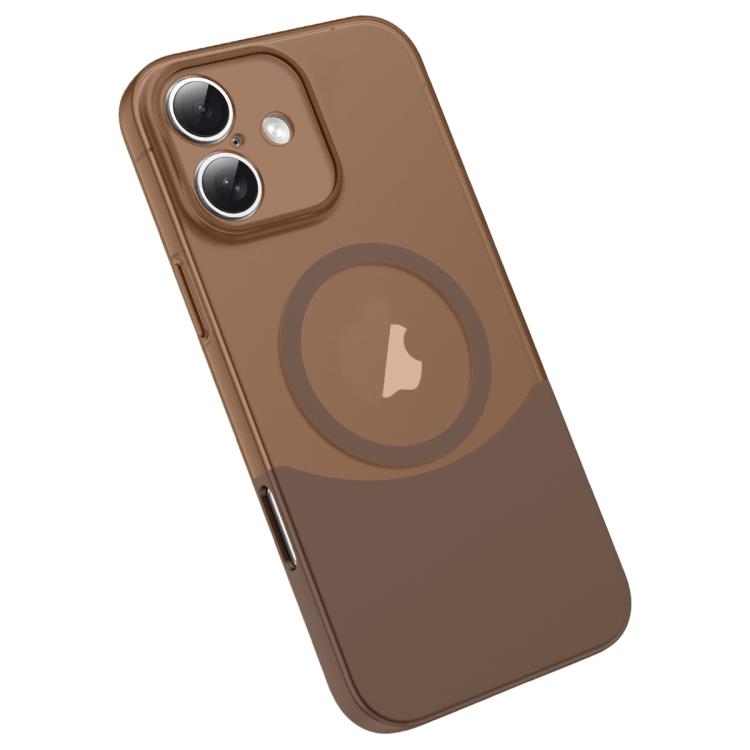 For iPhone 16 Tenon-and-mortise Splicing Magnetic PC Phone Case(Desert Gold)