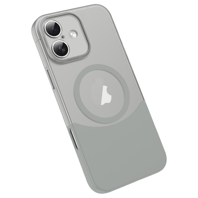 For iPhone 16 Tenon-and-mortise Splicing Magnetic PC Phone Case(Grey)
