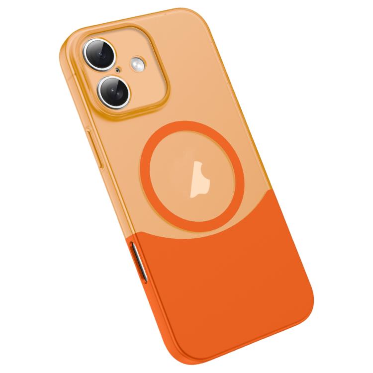 For iPhone 16 Tenon-and-mortise Splicing Magnetic PC Phone Case(Orange)