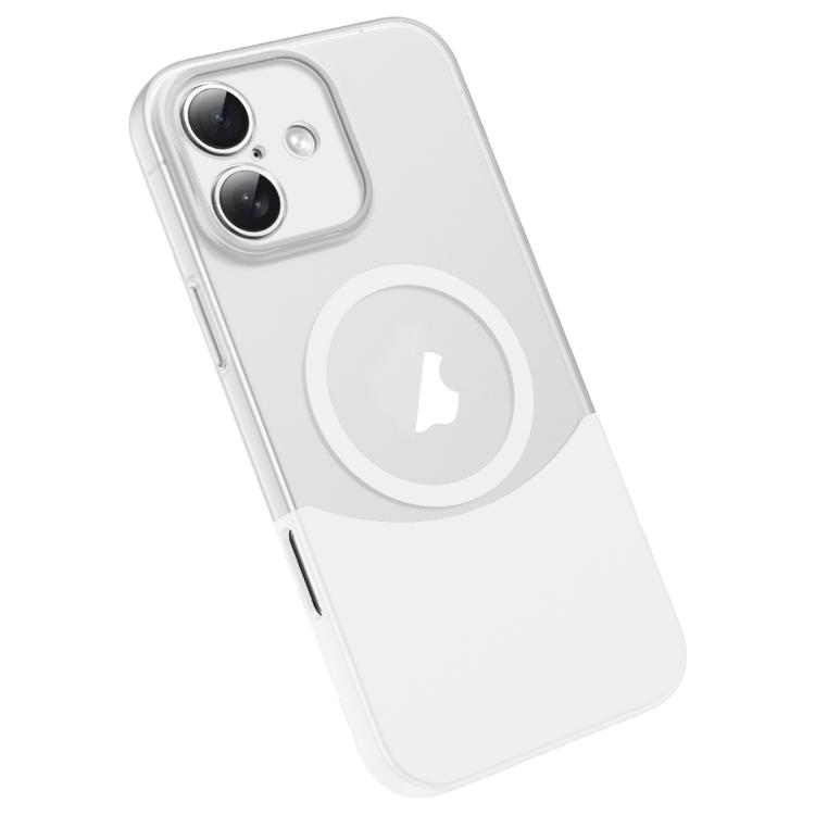 For iPhone 16 Tenon-and-mortise Splicing Magnetic PC Phone Case(White)