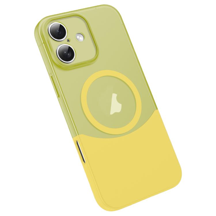 For iPhone 16 Tenon-and-mortise Splicing Magnetic PC Phone Case(Yellow)