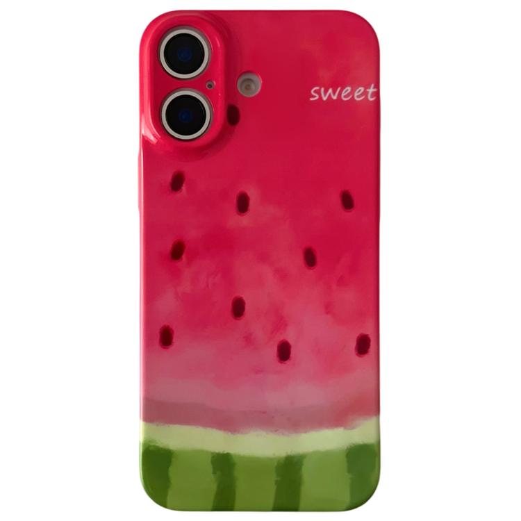 For iPhone 16 Watercolor Watermelon Pattern PC Phone Case(Red)