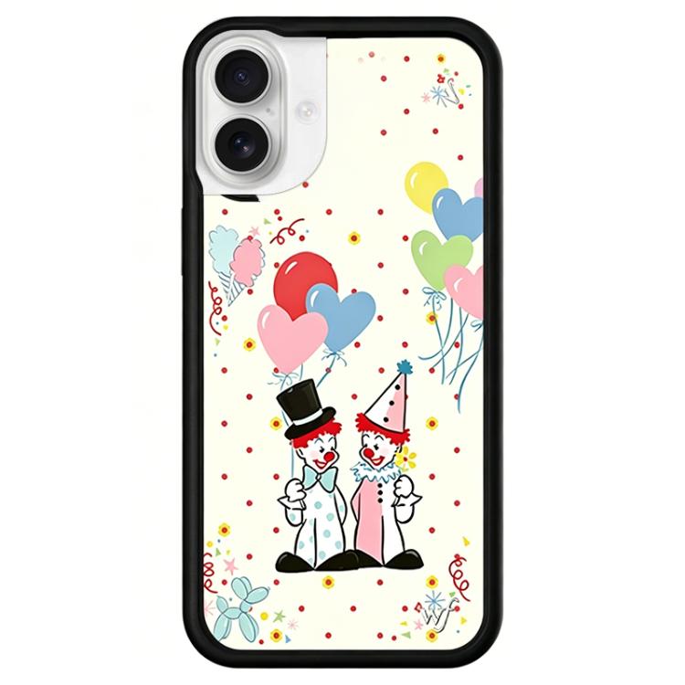 For iPhone 16 WildFlow Cartoon Party Series Pattern Phone Case(Clown Brothers)