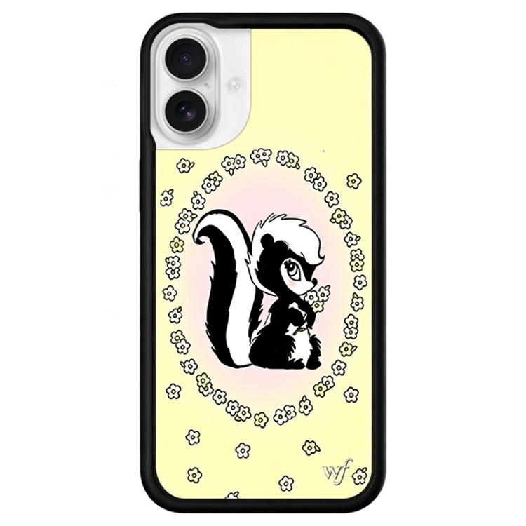 For iPhone 16 WildFlow Cartoon Party Series Pattern Phone Case(Little Skunk)