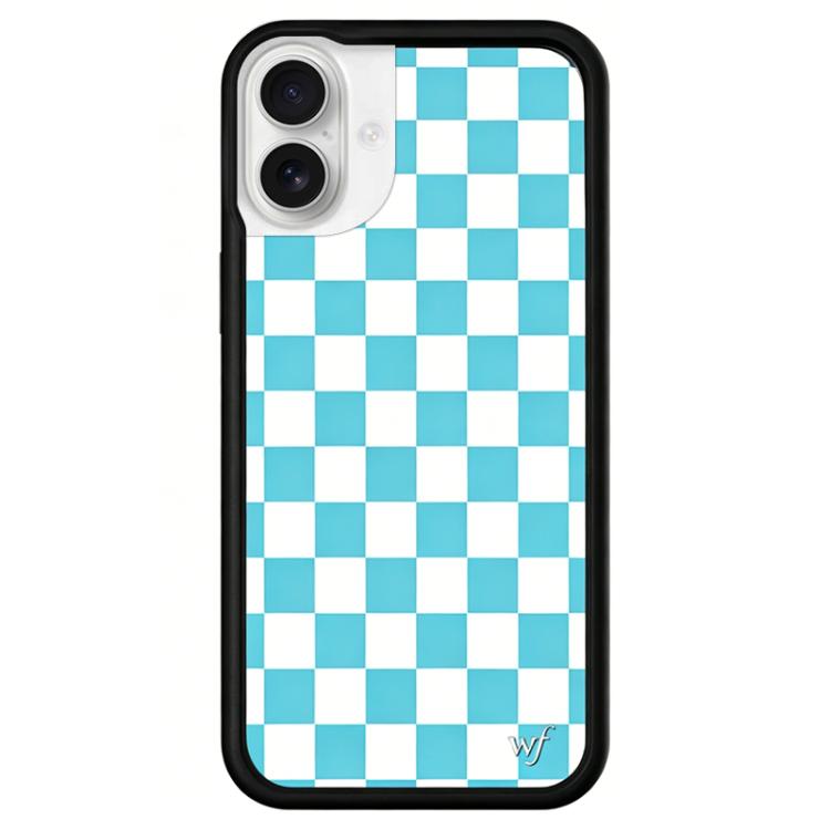 For iPhone 16 WildFlow Clock Sheep Series Pattern Phone Case(Checkerboard)