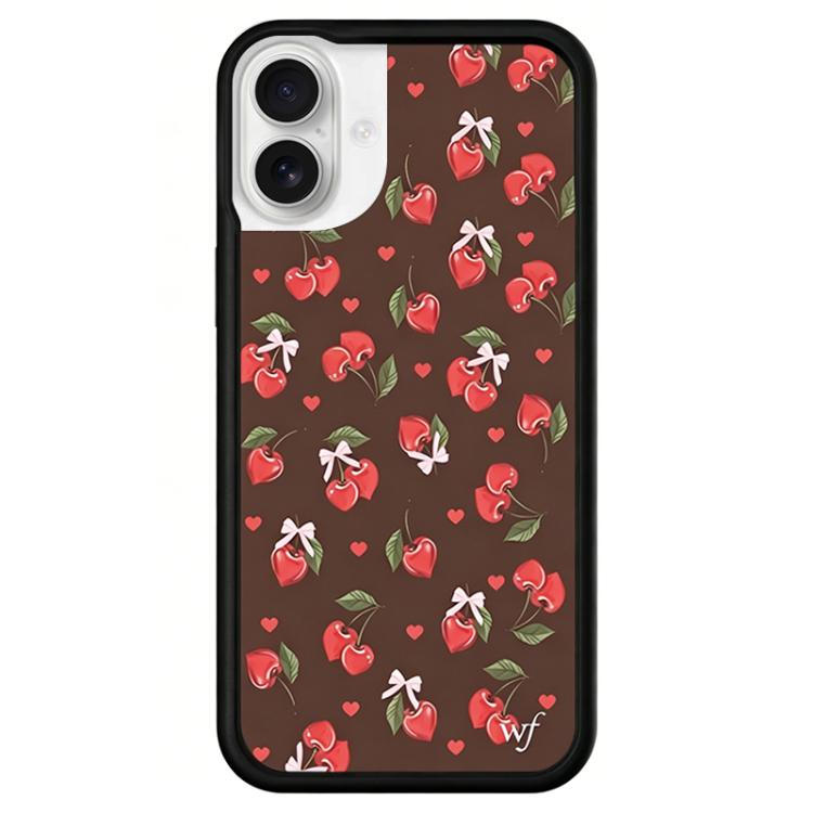 For iPhone 16 WildFlow Clock Sheep Series Pattern Phone Case(Chocolate Cherry)