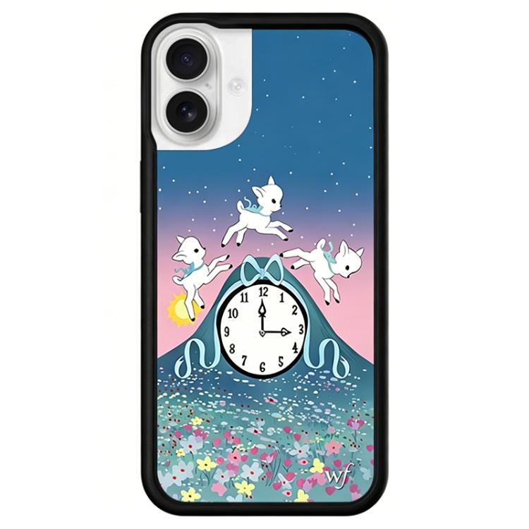 For iPhone 16 WildFlow Clock Sheep Series Pattern Phone Case(Clock Sheeps)