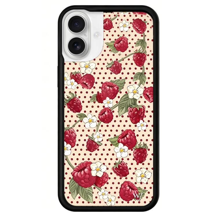 For iPhone 16 WildFlow Clock Sheep Series Pattern Phone Case(Raspberry Dots)
