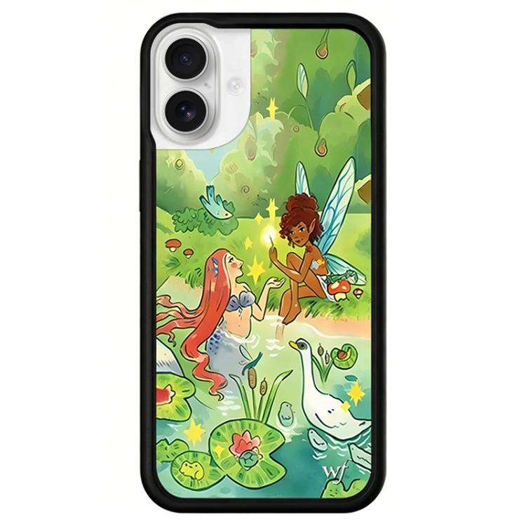 For iPhone 16 WildFlow Fairy Tales Series Pattern Phone Case(Fairy and Mermaid)