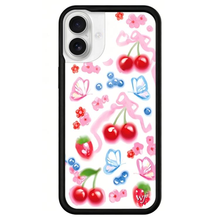 For iPhone 16 WildFlow Fairy Tales Series Pattern Phone Case(Sweet Cherry)