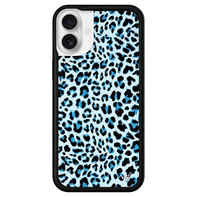 For iPhone 16 WildFlow Floral Series Pattern Phone Case(Blue Black Leopard)