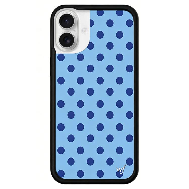 For iPhone 16 WildFlow Floral Series Pattern Phone Case(Blue Dots)