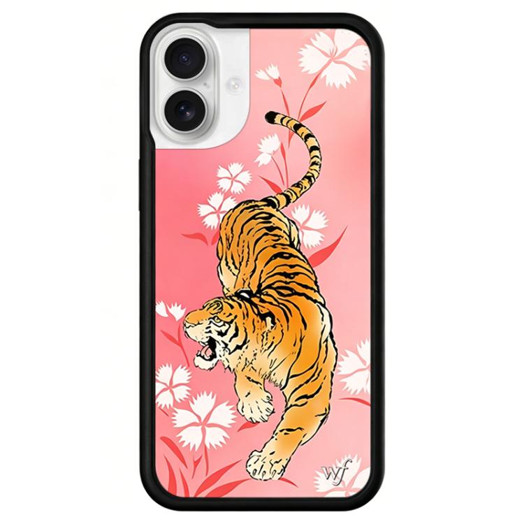 For iPhone 16 WildFlow Party Series Pattern Phone Case(Tiger Flowers)