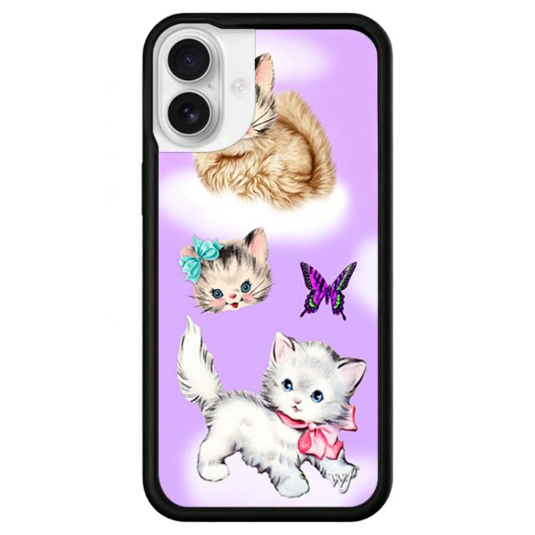For iPhone 16 WildFlow Red Star Series Pattern Phone Case(Butterfly Cats)