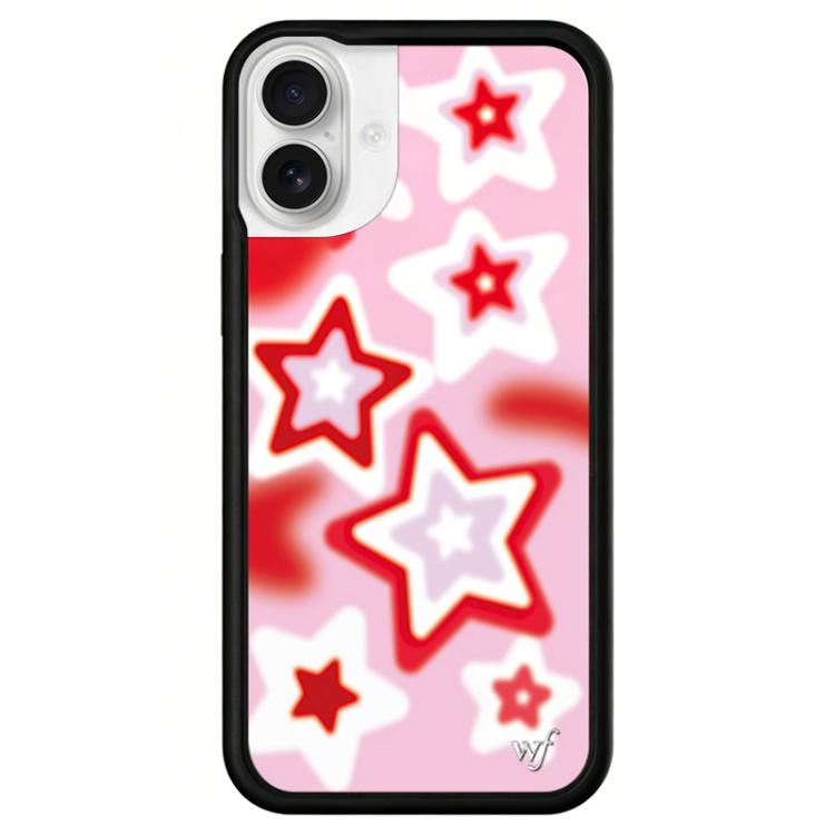For iPhone 16 WildFlow Red Star Series Pattern Phone Case(Red Dream Star)