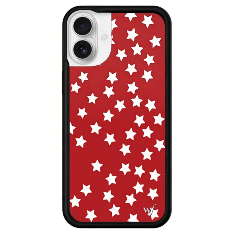 For iPhone 16 WildFlow Red Star Series Pattern Phone Case(Red Stars)