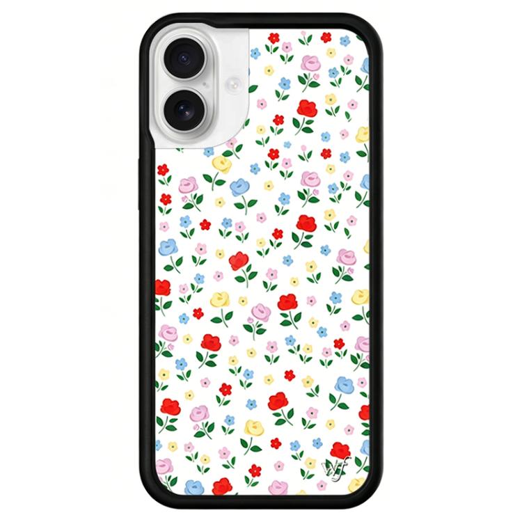For iPhone 16 WildFlow Stars Series Pattern Phone Case(Grassland Flowers)