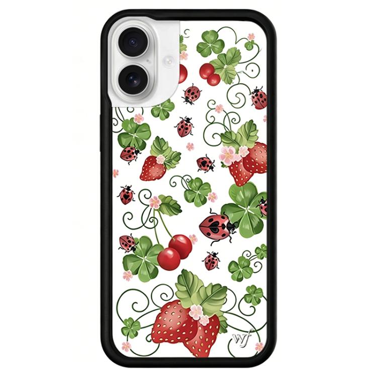 For iPhone 16 WildFlow Stars Series Pattern Phone Case(Insects Berries)