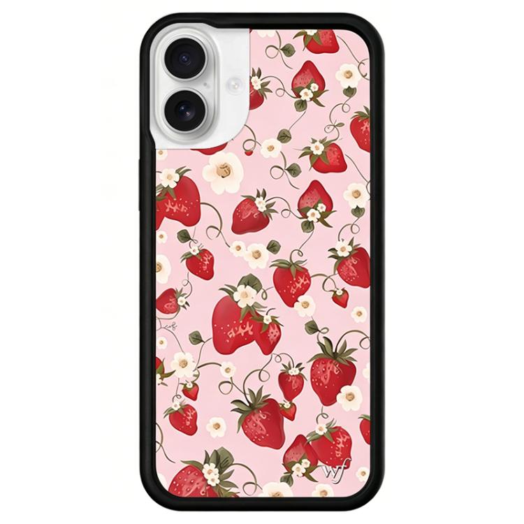 For iPhone 16 WildFlow Stars Series Pattern Phone Case(Strawberry Garden)